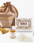 Facial Massage & Skincare Gift Set | Rosehip Gold Serum, Rosewater Toner & White Jade Gua Sha