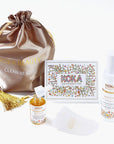 Luxury Facial Massage & Skincare Gift Set. Rosehip Gold Face Serum, Rosewater Toner and White Jade Gua Sha- Koka Beauty