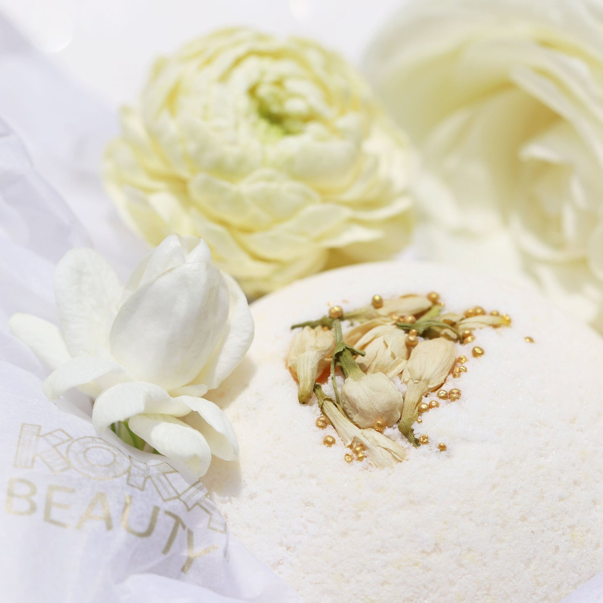 Jasmine Bath Bomb & Soap Handmade with Real Jasmine Flowers - Koka Beauty