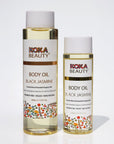 Black Jasmine Body Oil Made With Patchouli, Jasmine & Rose Essential Oils- Koka Beauty 200ml and 120ml together