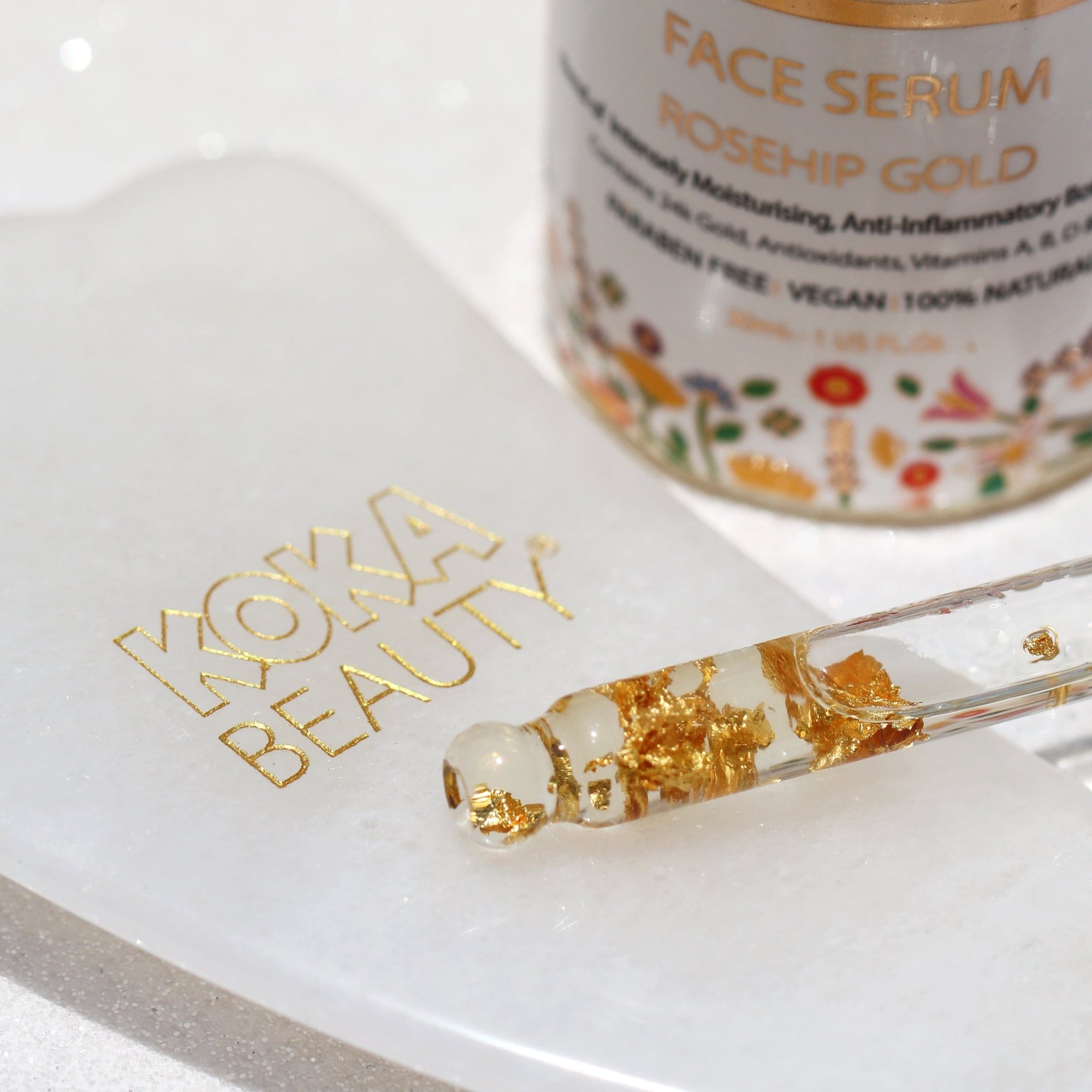Face Serum - Made with Rosehip Oil, Jojoba Oil and 24k Gold Flakes - Koka Beauty