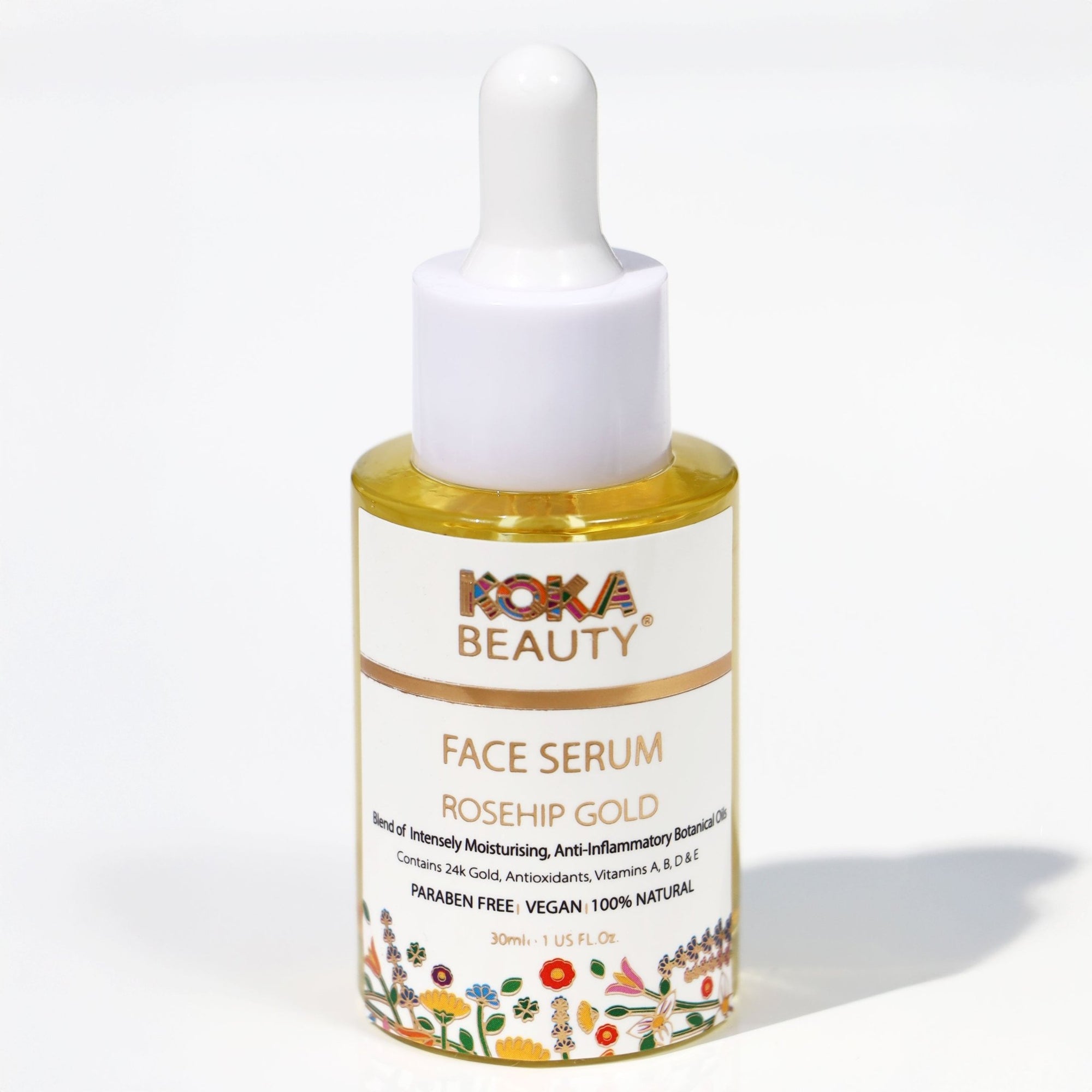 Face Serum - Made with Rosehip Oil, Jojoba Oil and 24k Gold Flakes - Koka Beauty