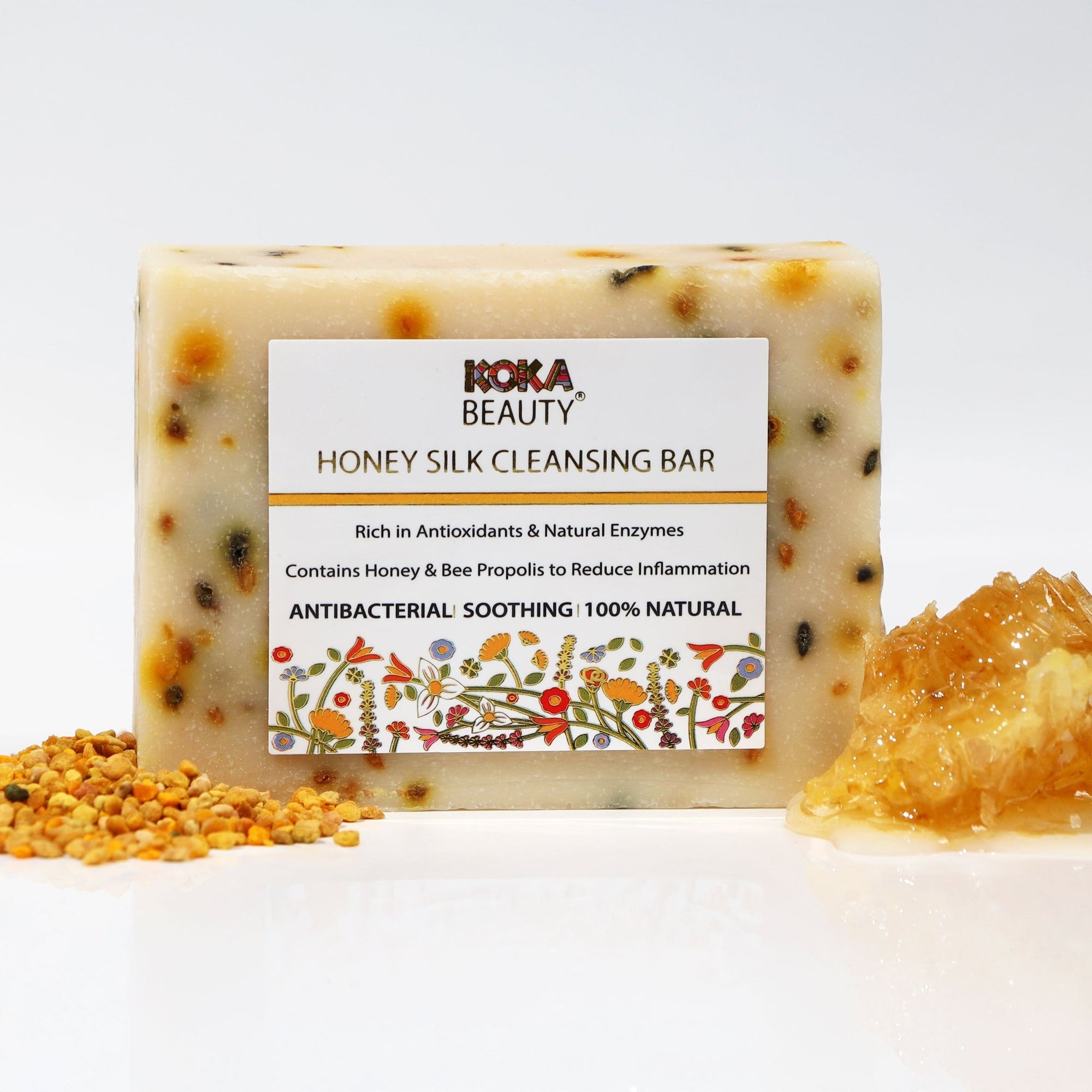 Honey Soap Made With Honey, Beeswax, Bee Pollen & Silk - Koka Beauty