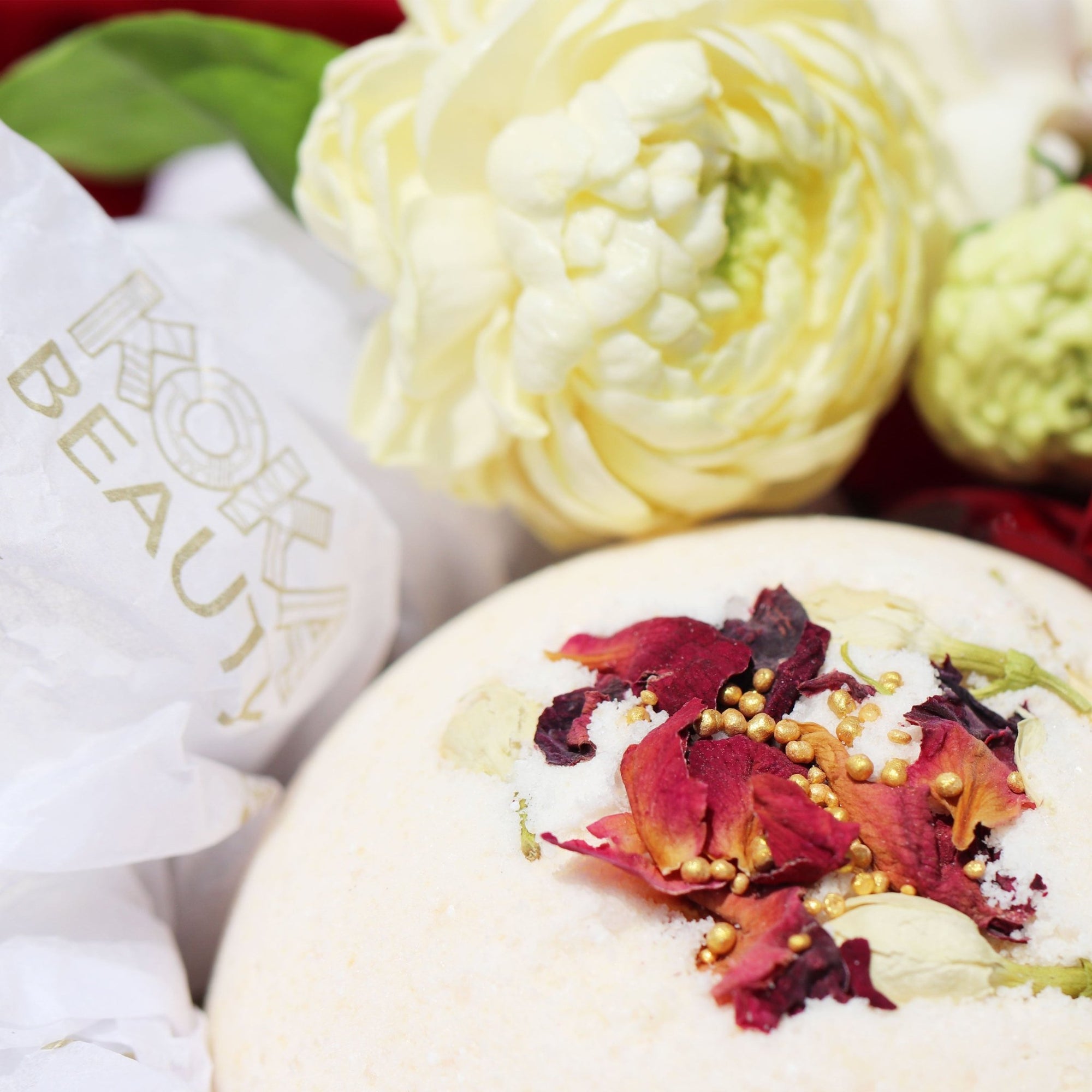 Jasmine Rose Silk Bath Bomb & Soap | Handmade with Jasmine & Rose Petals - Koka Beauty