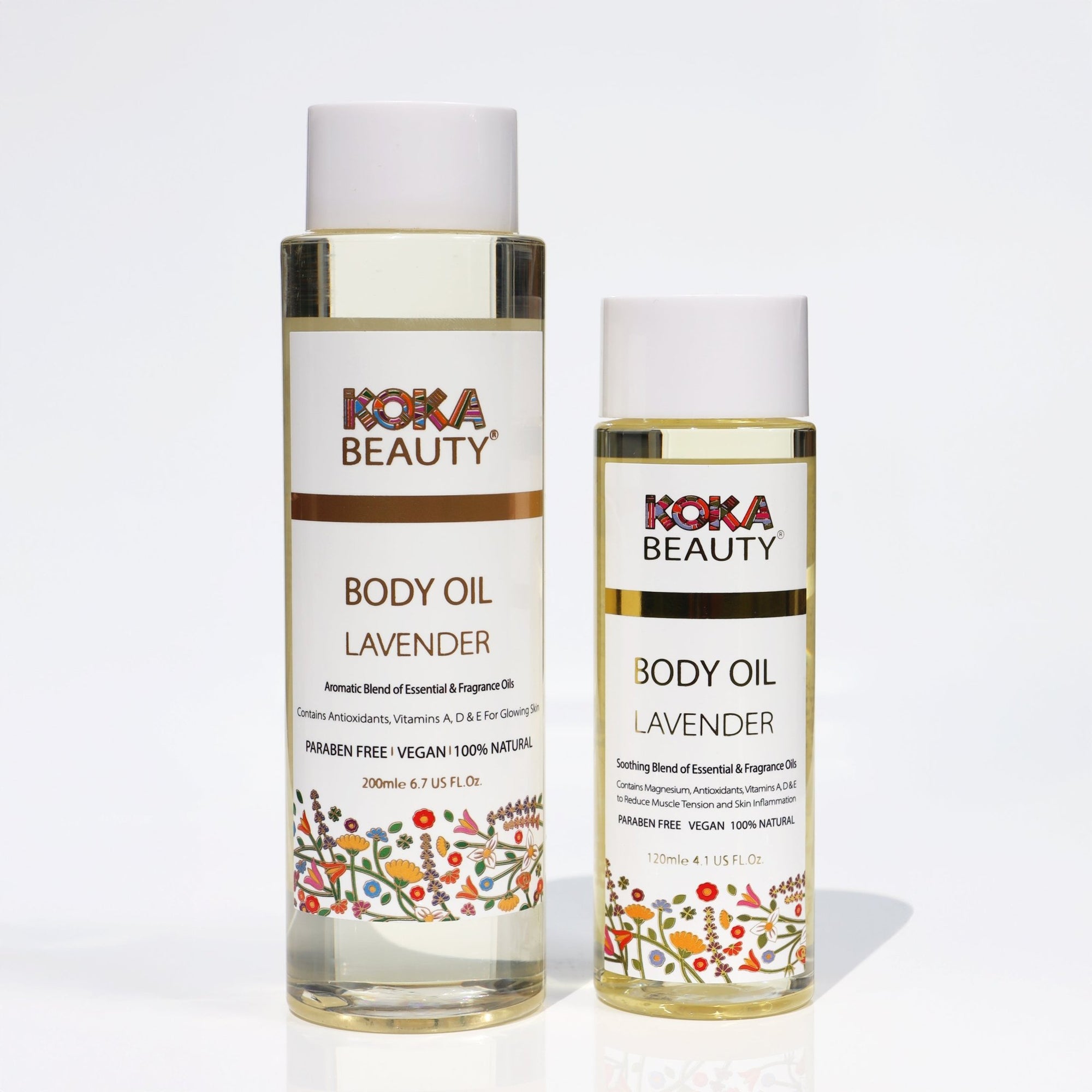 Lavender Body Oil Made with Magnesium, Vitamin E and Lavender Essential Oil, 120 and 200ml- Koka Beauty