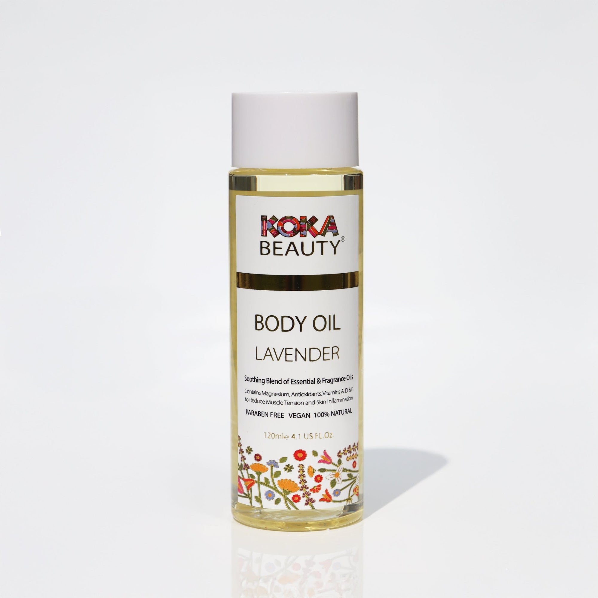 Lavender Body Oil Made with Magnesium, Vitamin E and Lavender Essential Oil, 120ml- Koka Beauty
