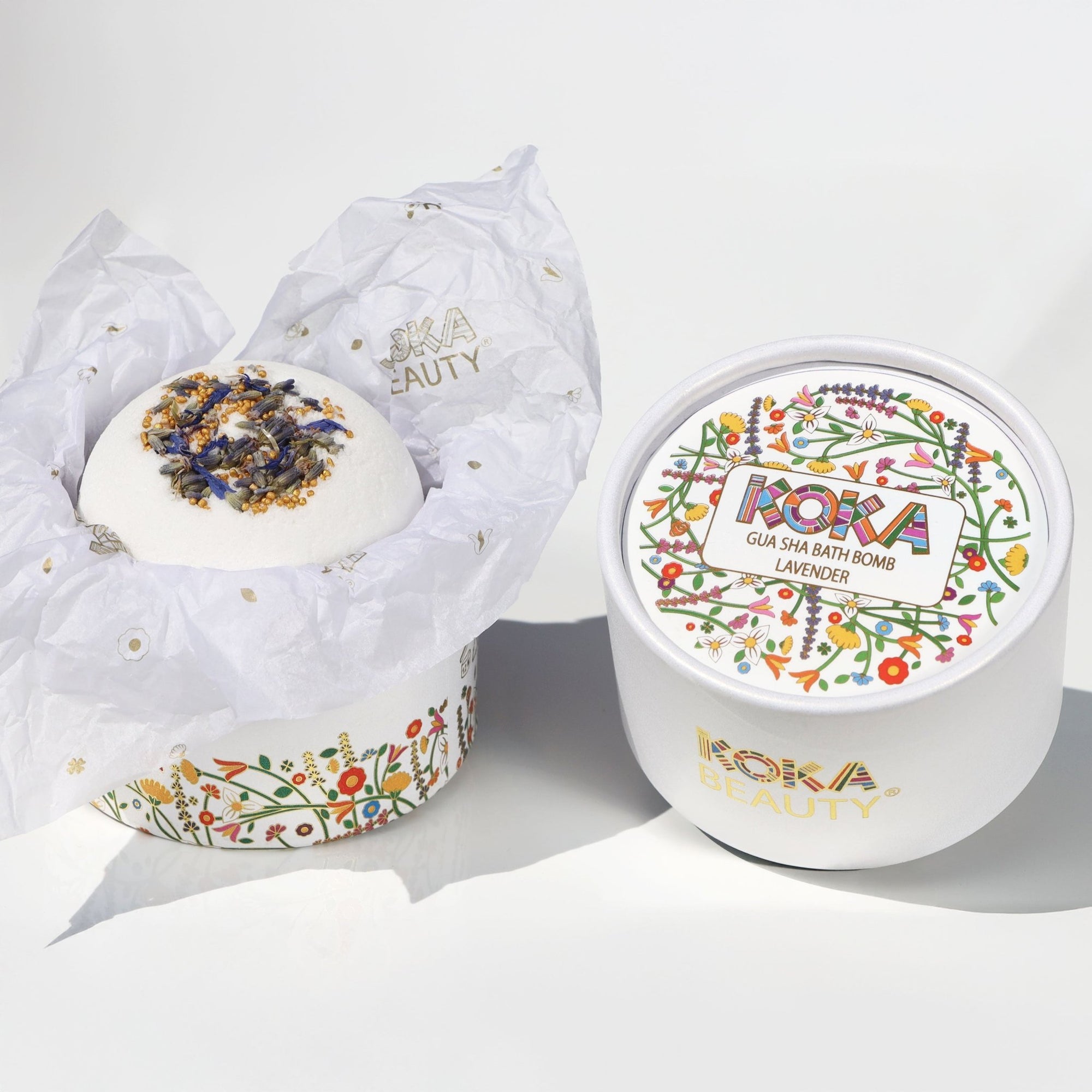 Lavender Silk Bath Bomb | Handmade with Cornflower Petals & Organic Lavender Flowers - Koka Beauty