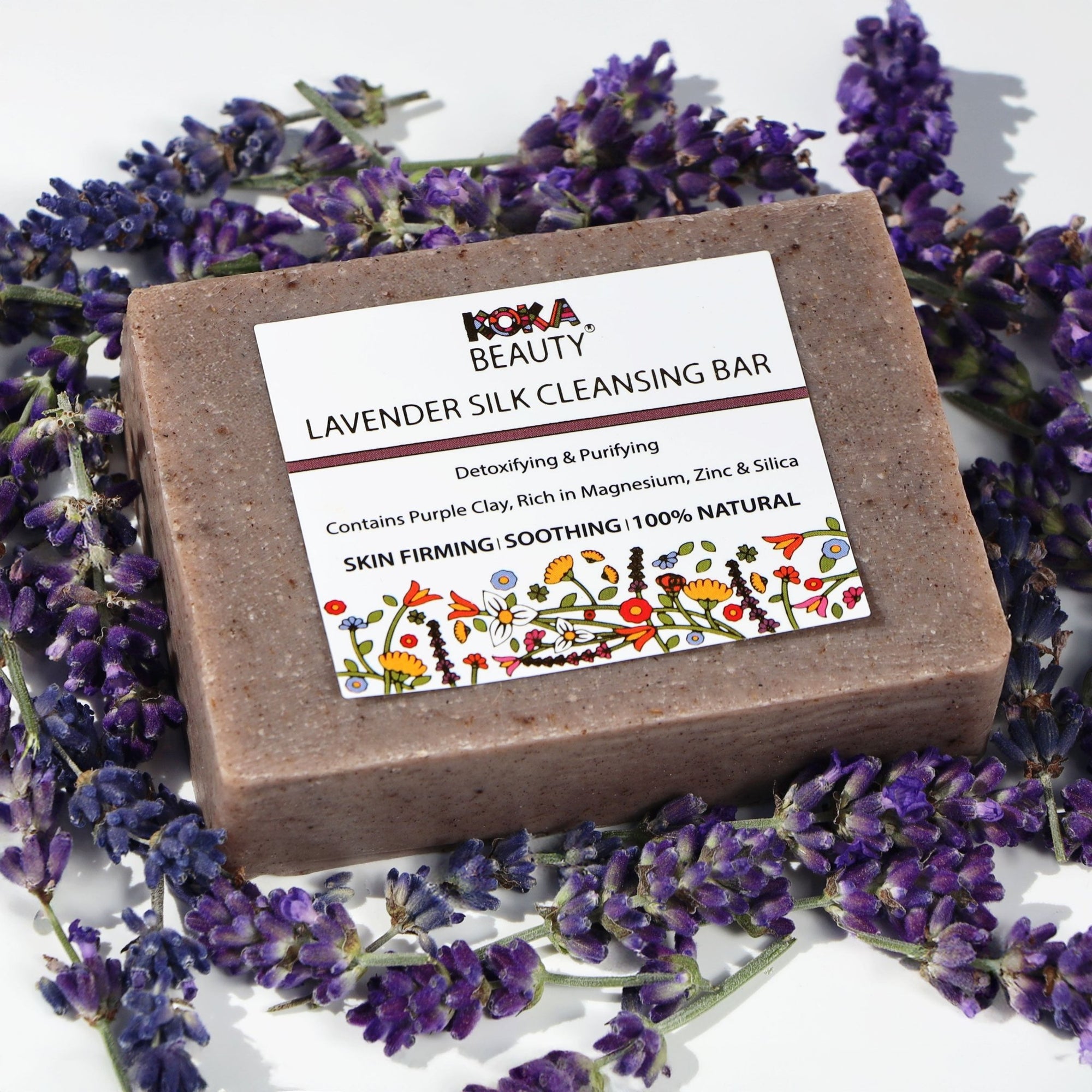 Lavender Soap Made With Brazilian Purple Clay, Silk & Crushed Lavender Petals - Koka Beauty