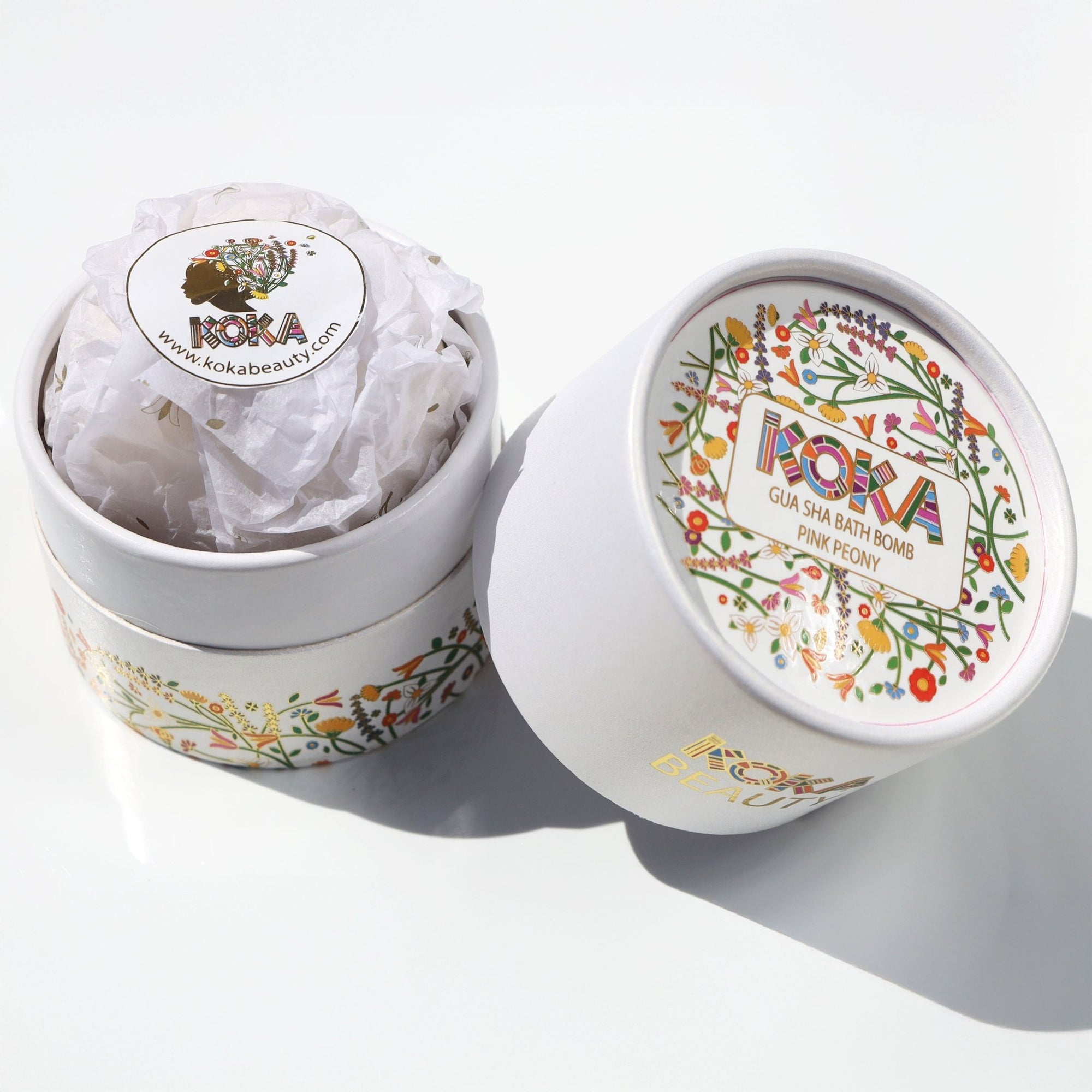 Pink Peony Silk Bath Bomb, Gua Sha and Body Oil Set - Koka Beauty