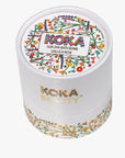 Koka Beauty bath bomb container with floral design on a white background