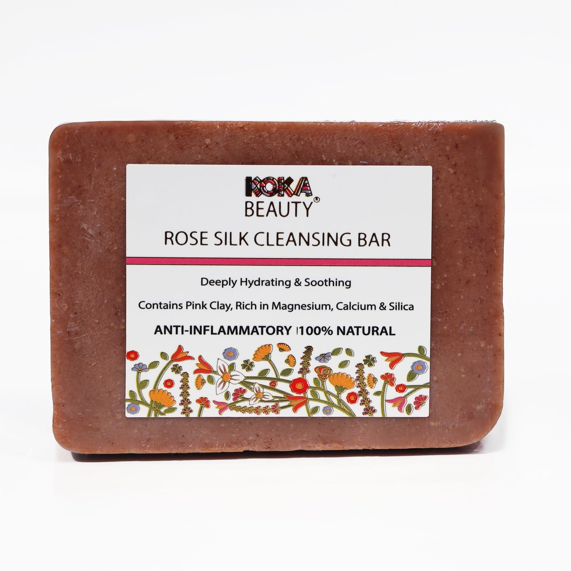 Rose Soap Made With Crushed Rose Petals, French Pink Clay & Silk - Koka Beauty
