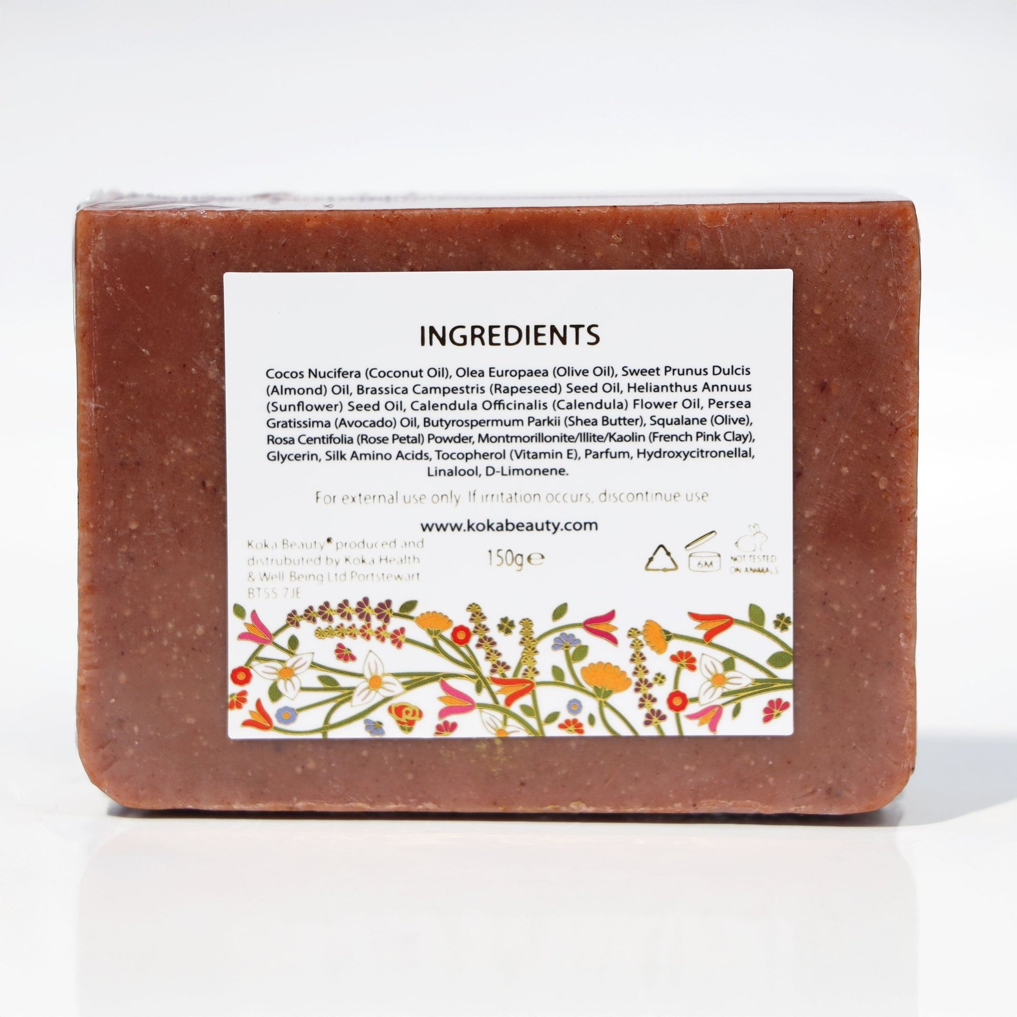 Rose Soap Made With Crushed Rose Petals, French Pink Clay &amp; Silk - Koka Beauty