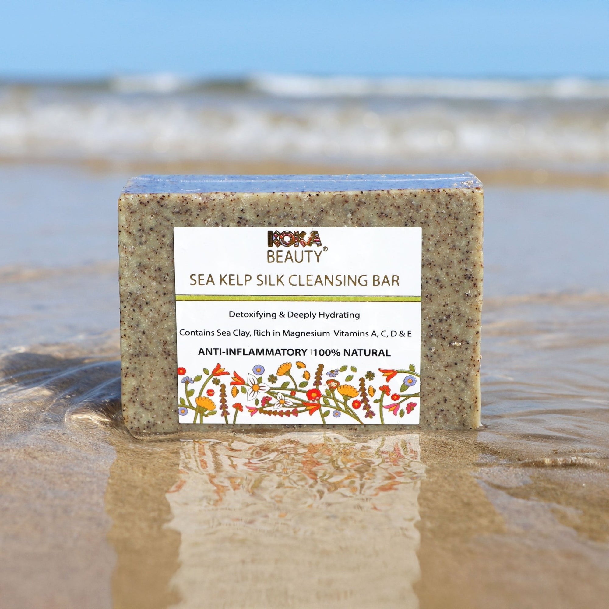 Seaweed Soap Made With Glacial Green Clay, Silk & Crushed Seaweed - Koka Beauty
