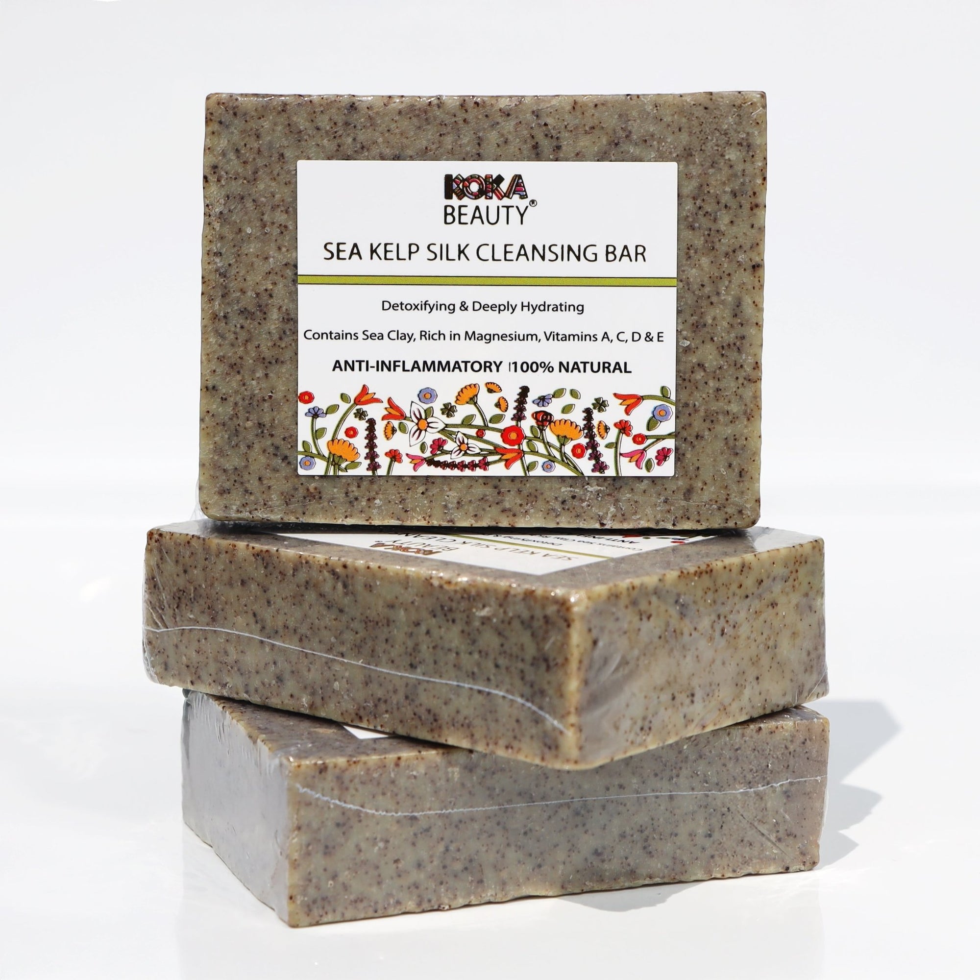 Seaweed Soap Made With Glacial Green Clay, Silk & Crushed Seaweed - Koka Beauty