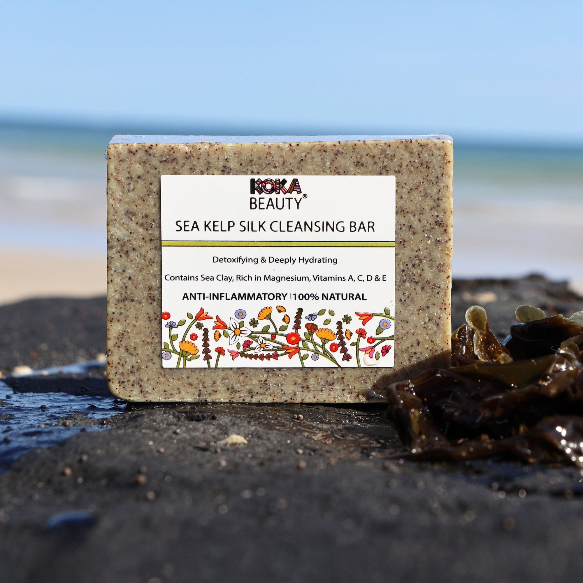 Seaweed Soap Made With Glacial Green Clay, Silk &amp; Crushed Seaweed - Koka Beauty