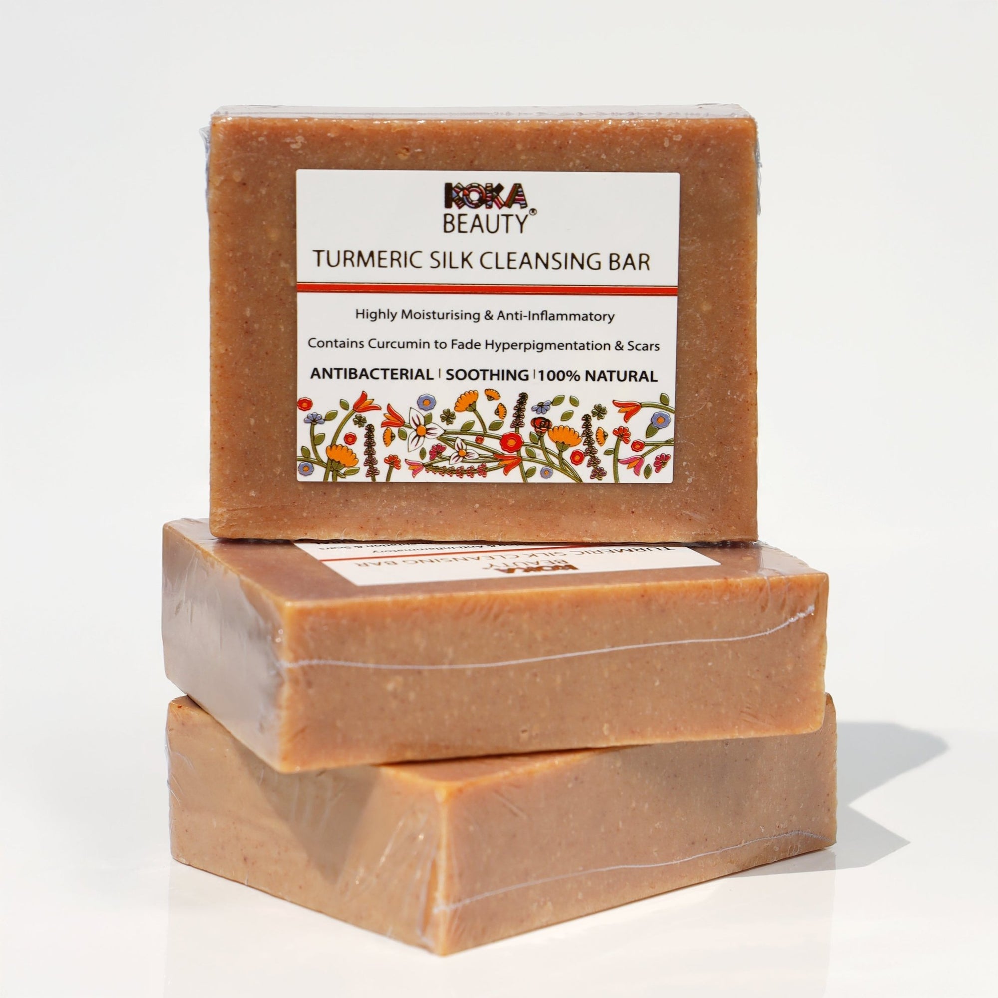 Turmeric Soap Made With Turmeric, Calendula Flowers & Silk - Koka Beauty