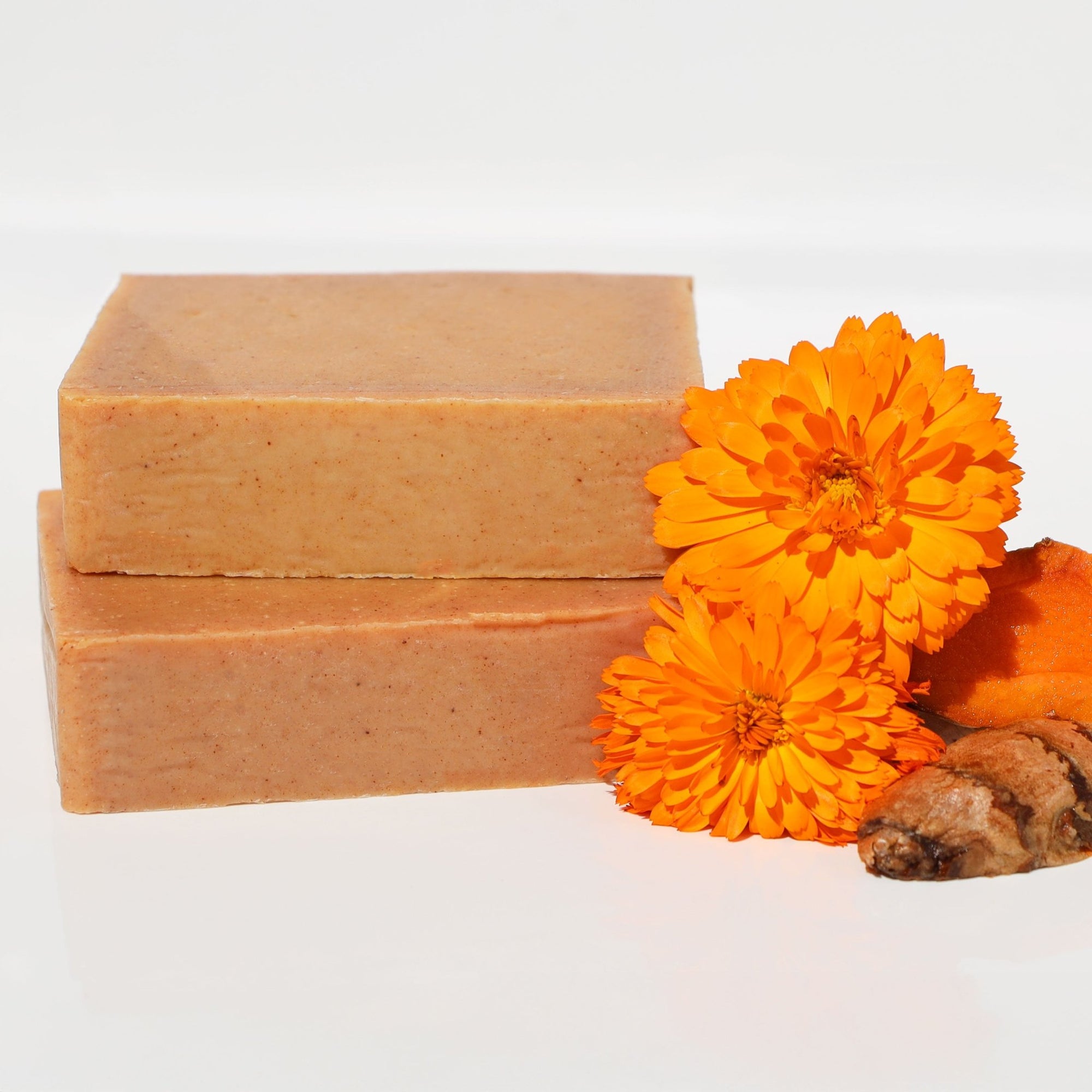 Turmeric Soap Made With Turmeric, Calendula Flowers & Silk - Koka Beauty