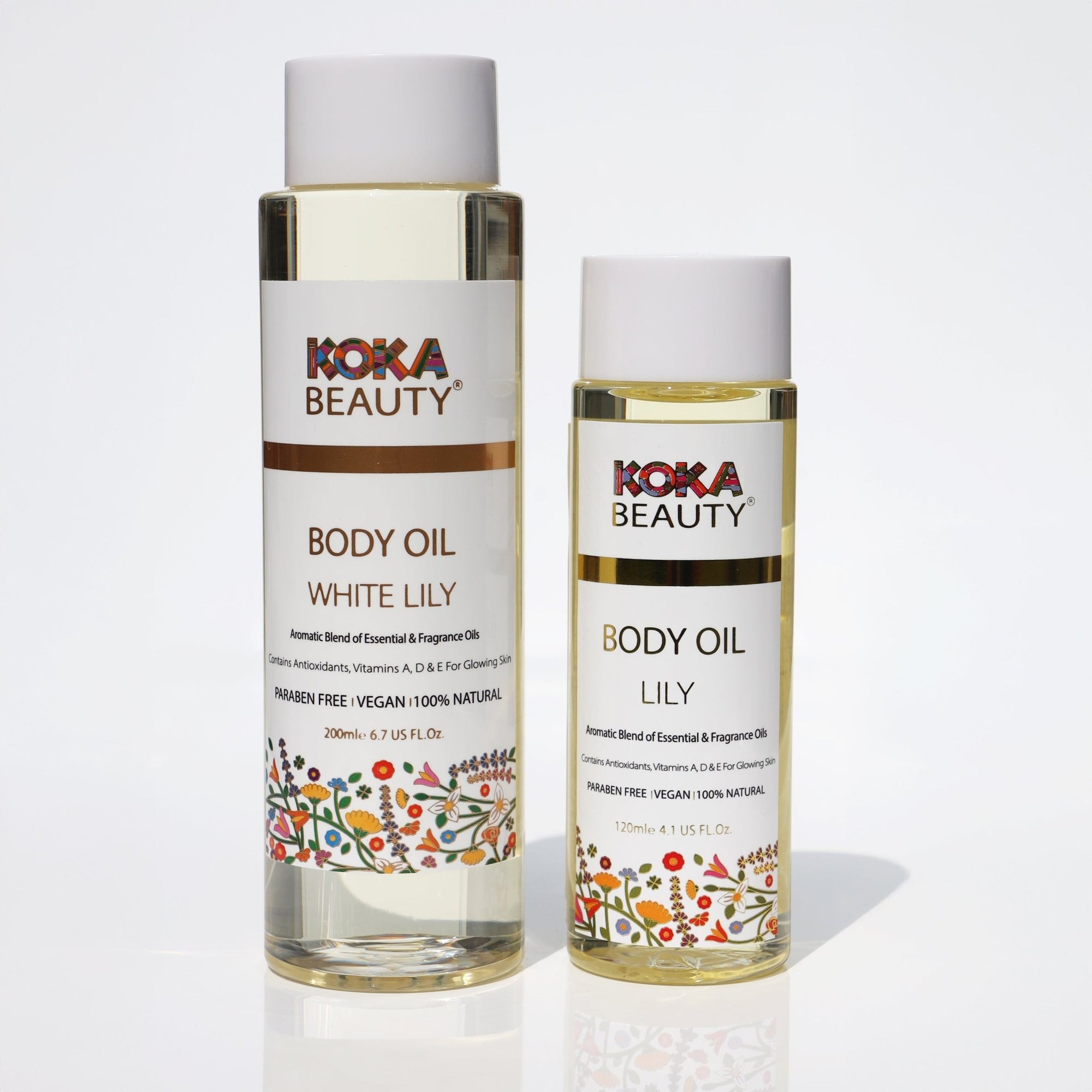 White Lily Body Oil - Fortified with Vitamin E and Lily Essential Oil, 120ml and 200ml-Koka Beauty