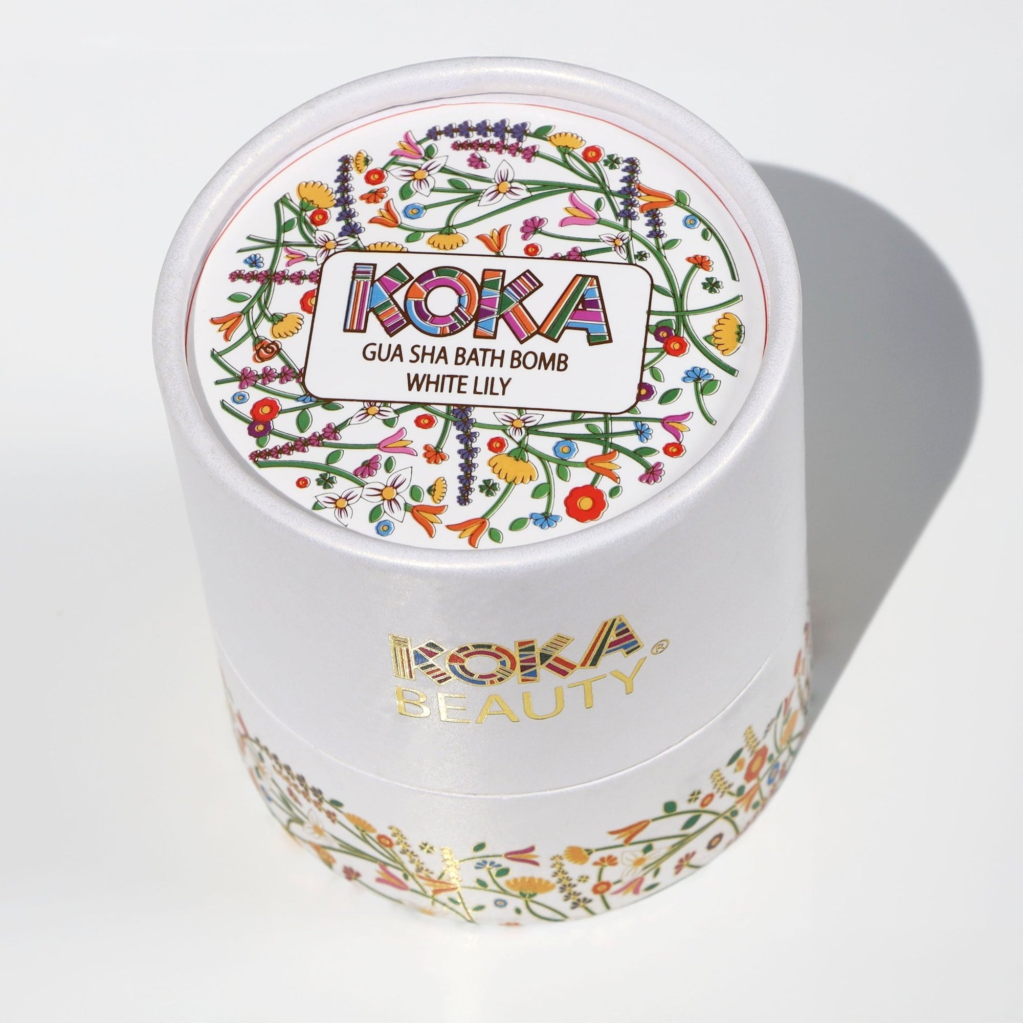 White Lily Silk Bath Bomb, Handmade with Pomegranate Flowers - Koka Beauty