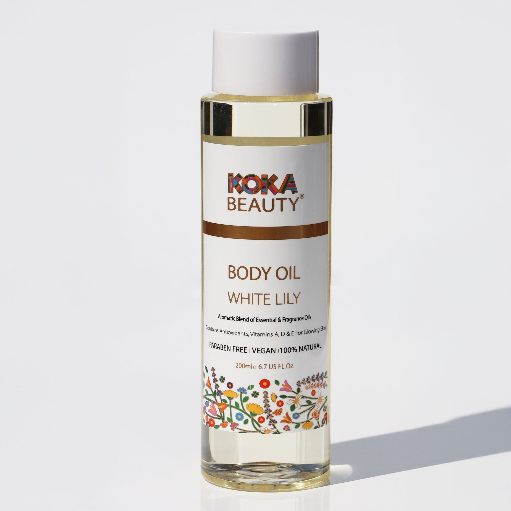White Lily Body Oil - Fortified with Vitamin E and Lily Essential Oil, 200ml-Koka Beauty